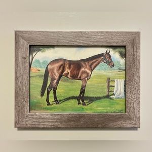 John Bellucci 1982 Horse Painting Framed 9”x7”